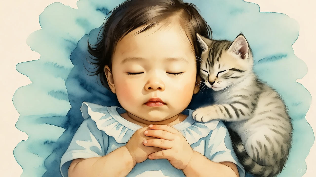 赤ちゃんと子猫