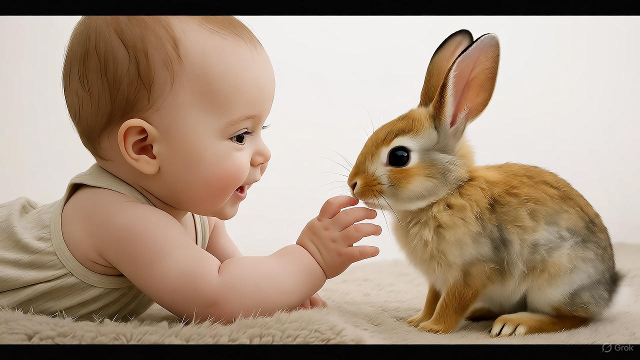 赤ちゃんとうさぎ