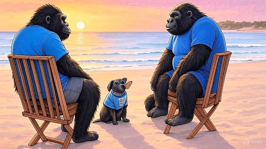 ゴリラ夫婦と愛犬