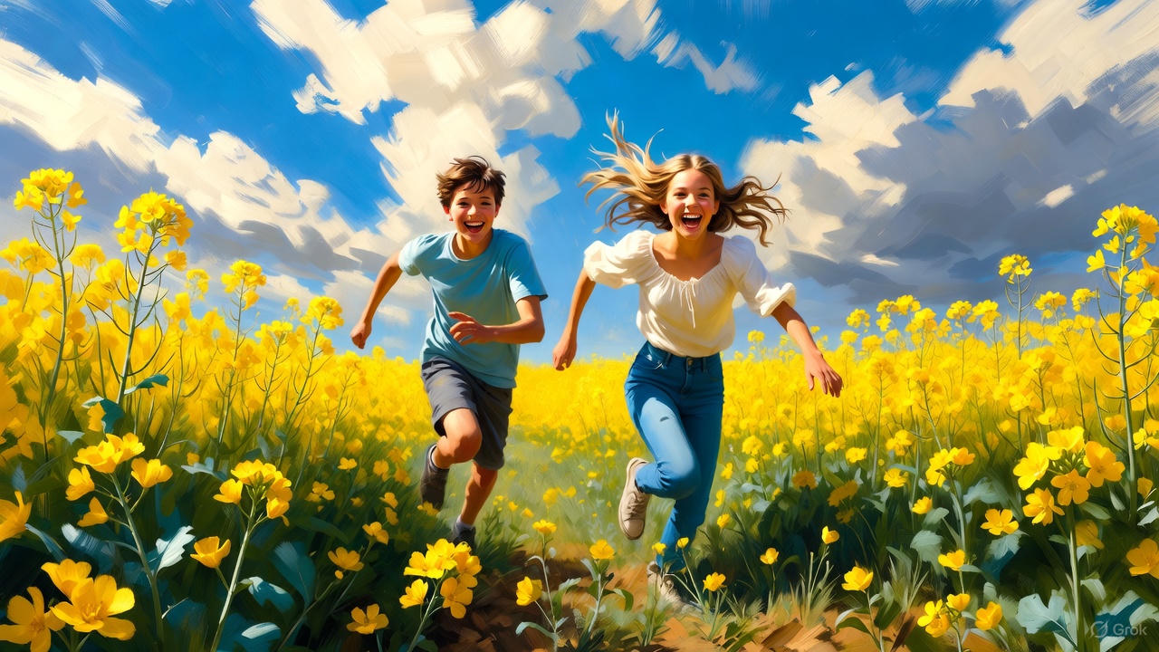 野原をかける青少年