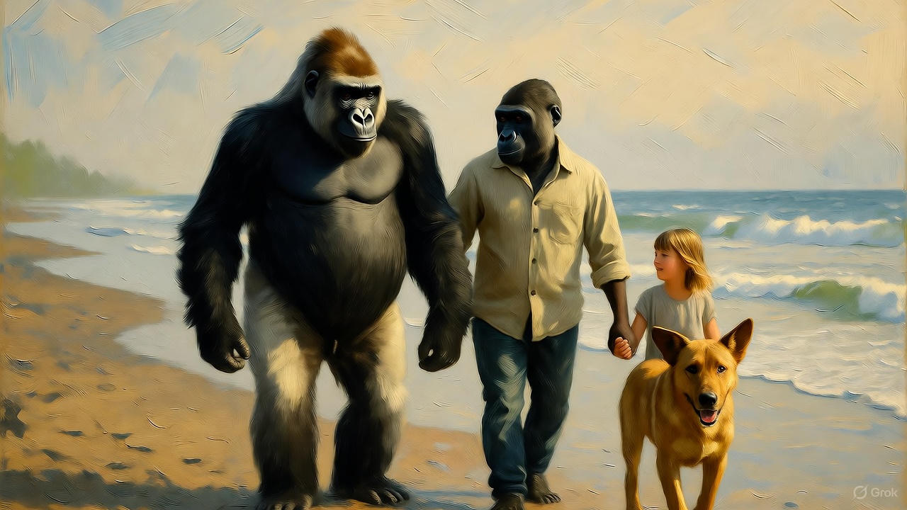 ゴリラ夫婦と愛犬