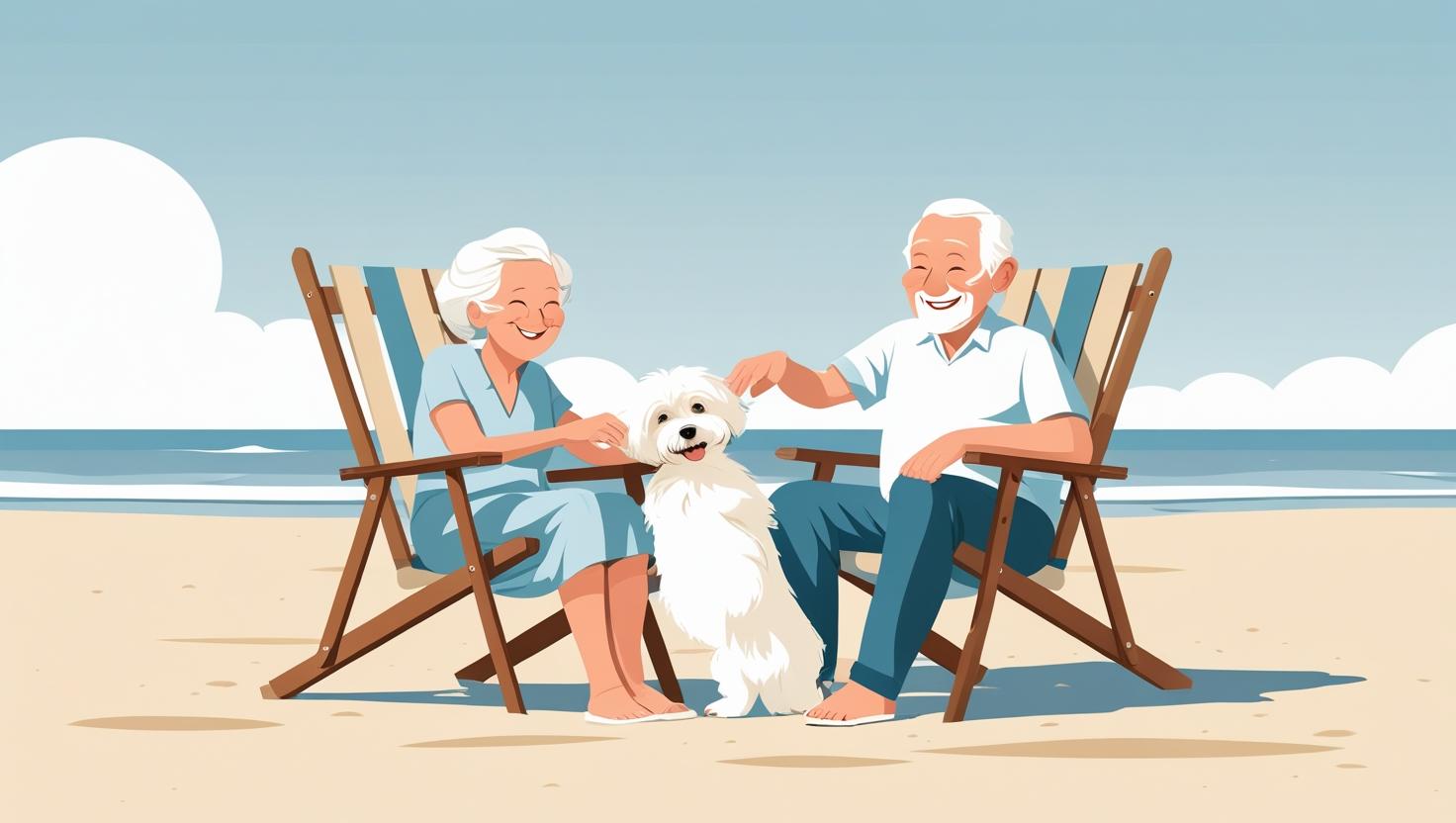 愛犬と遊ぶシニア夫婦