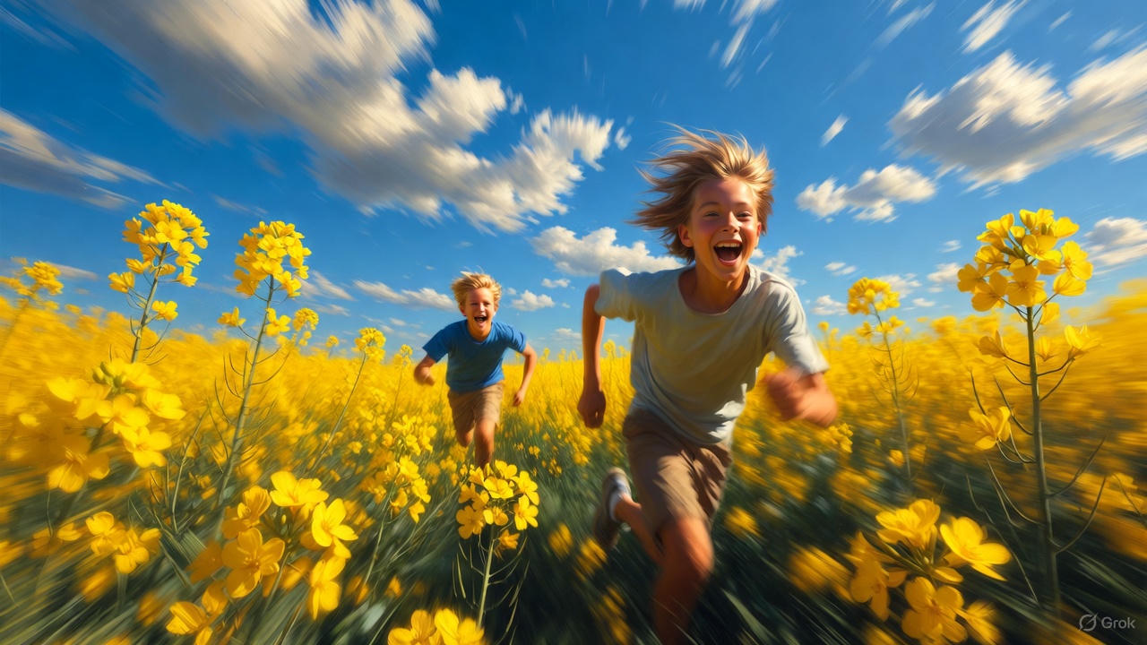 野原をかける青少年