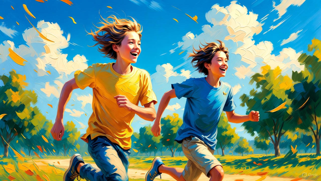 野原をかける青少年