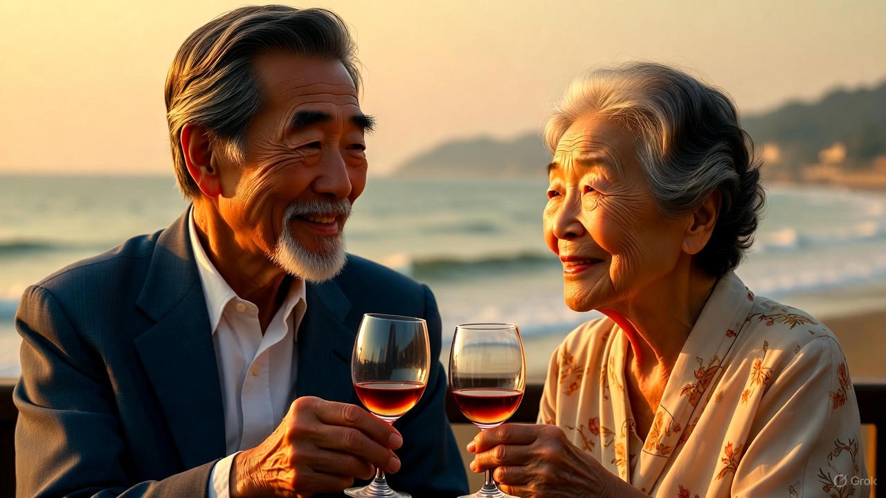 海辺のシニア夫婦