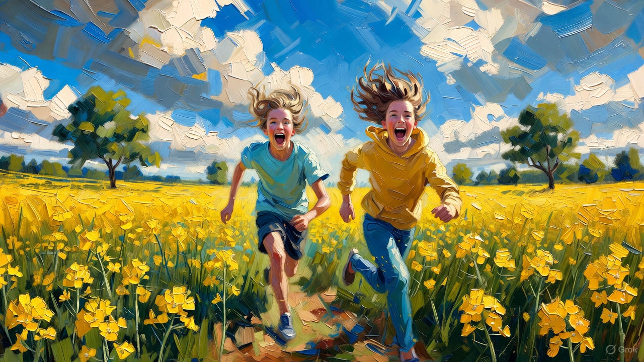 野原をかける青少年