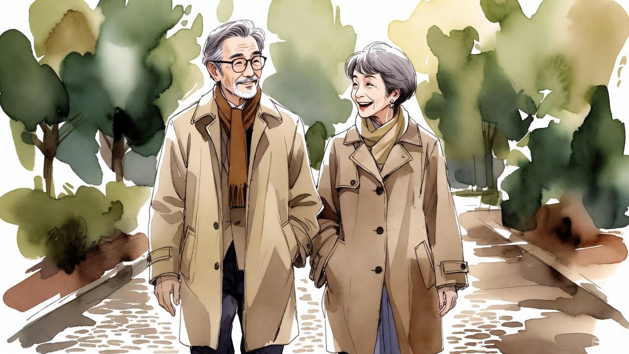 シニア夫婦の散歩