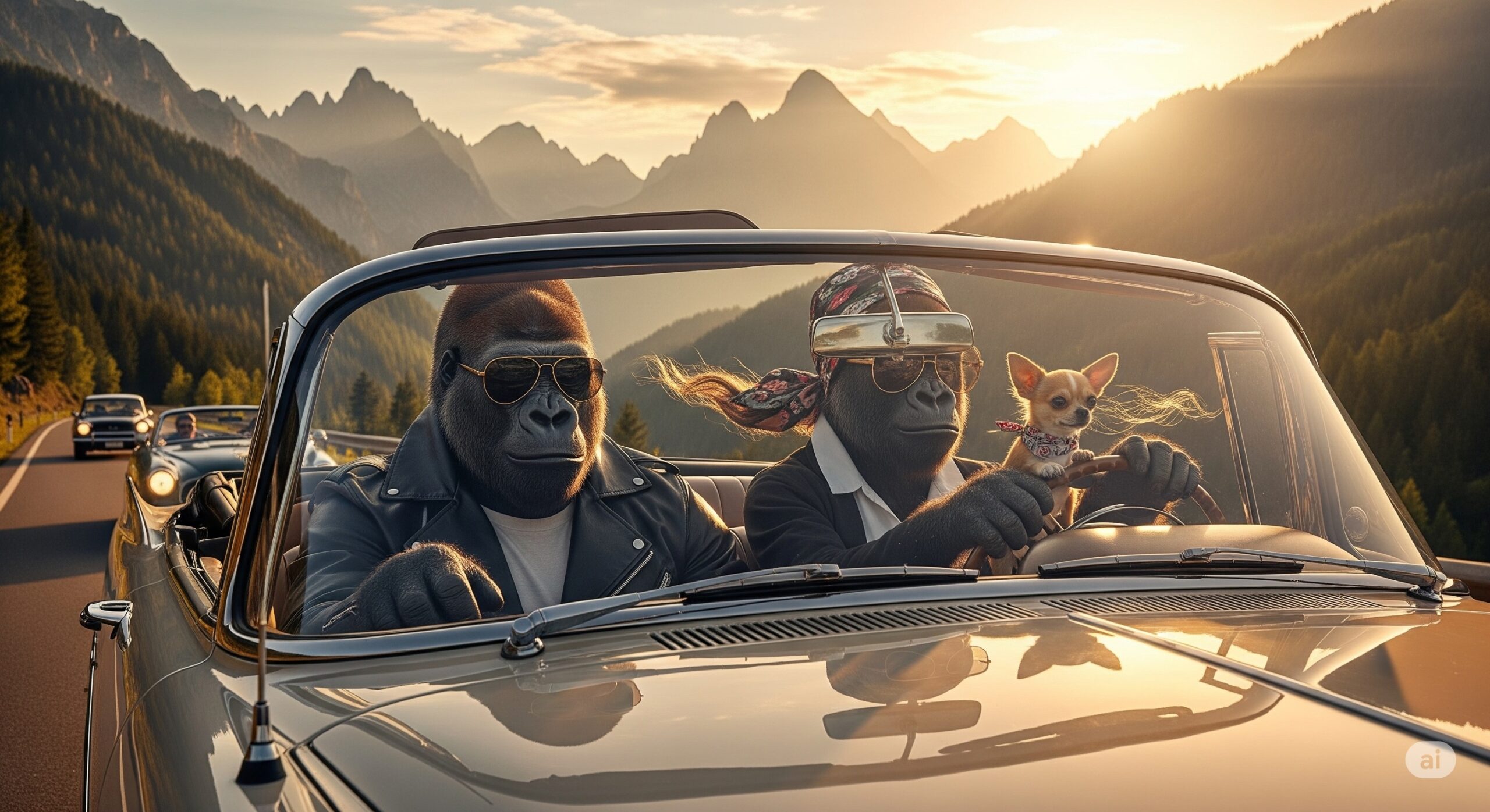 ゴリラ夫婦のドライブ