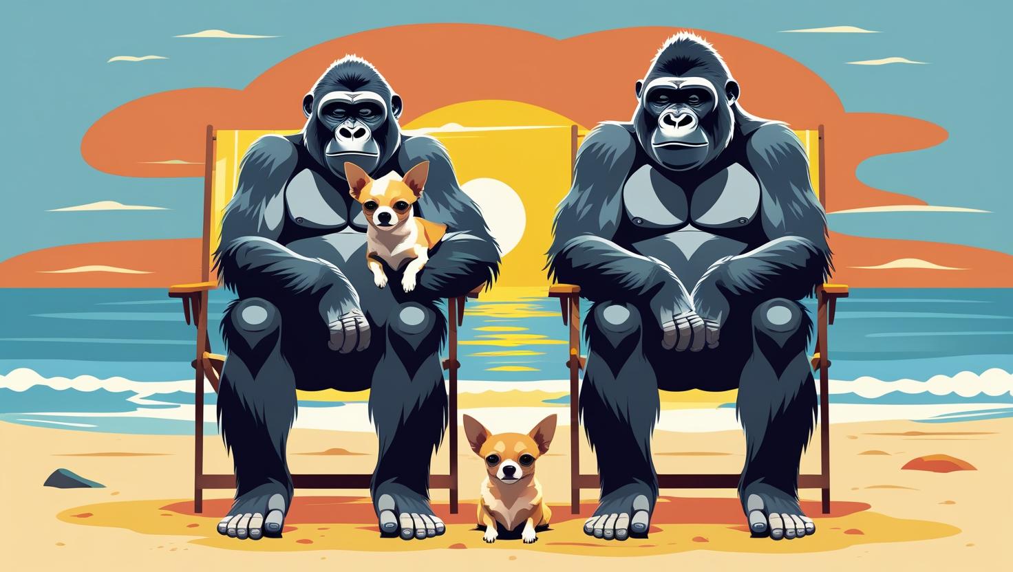 ゴリラ夫婦と愛犬