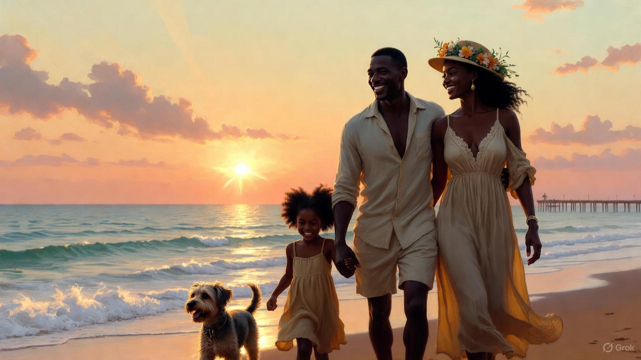 黒人夫婦と愛犬と娘