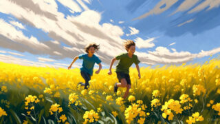 草原をかける青少年達