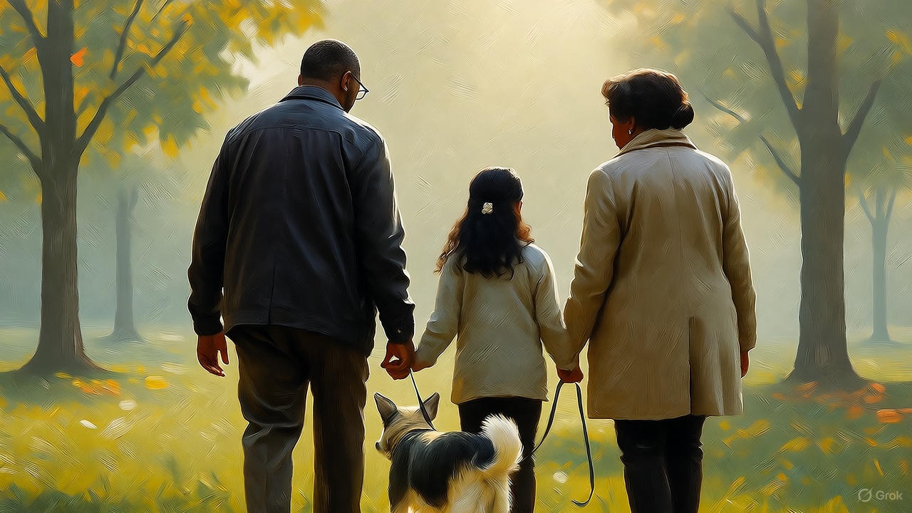 黒人夫婦と愛犬と娘