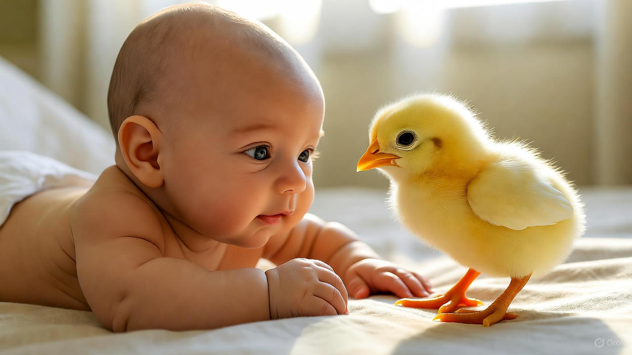 赤ちゃんとひよこ