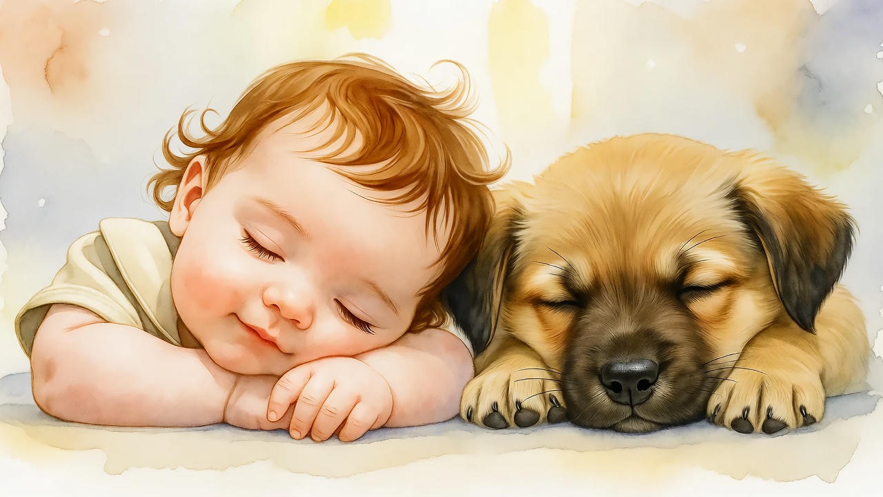 赤ちゃんと子犬