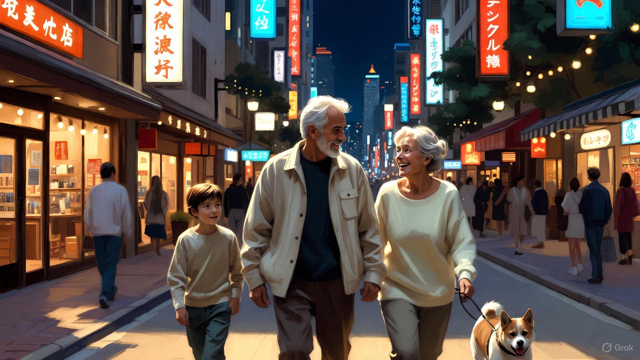 シニア夫婦と孫と愛犬