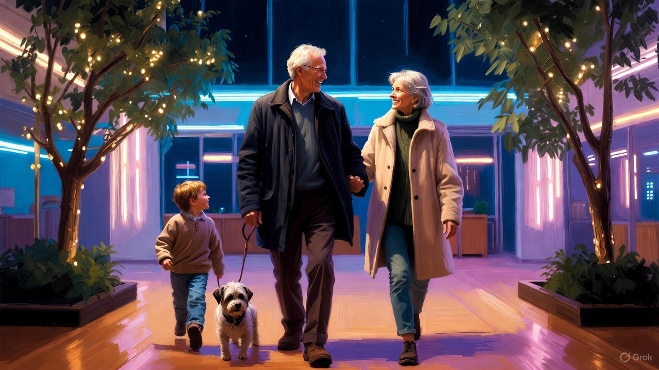 シニア夫婦と孫と愛犬