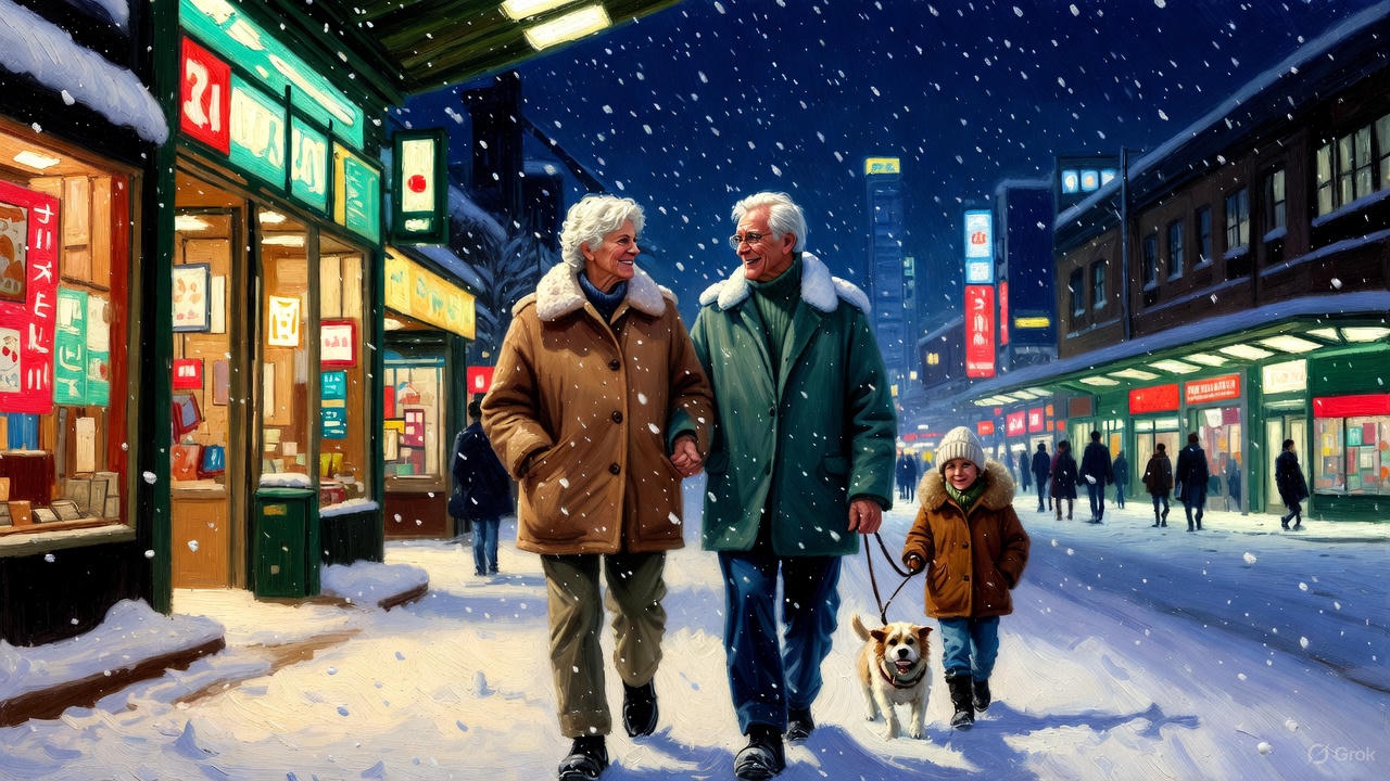 シニア夫婦と孫と愛犬