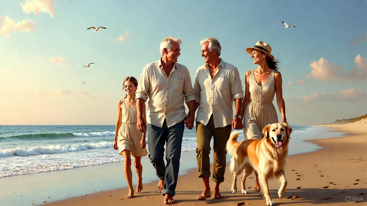 シニア夫婦と孫と愛犬