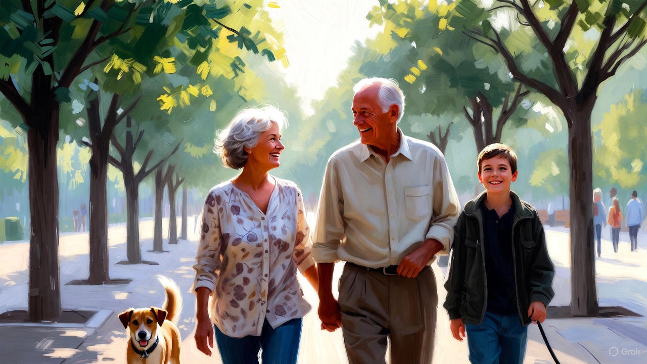 シニア夫婦と孫と愛犬
