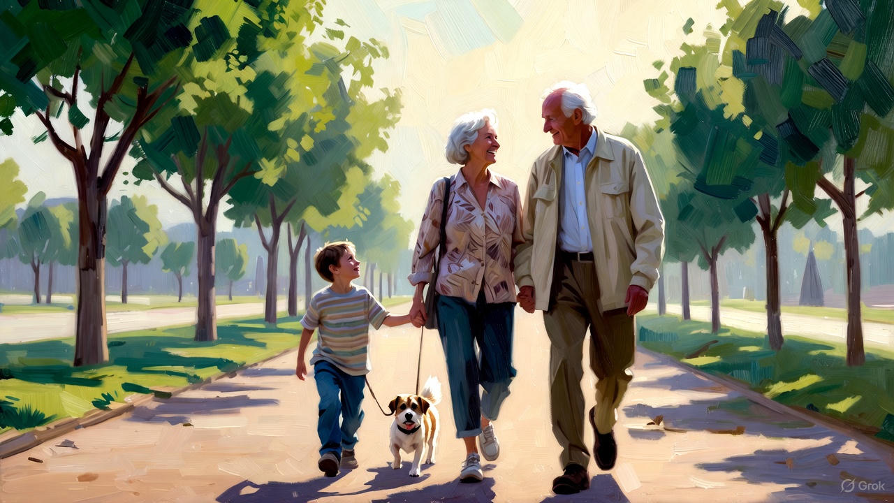 シニア夫婦と孫と愛犬