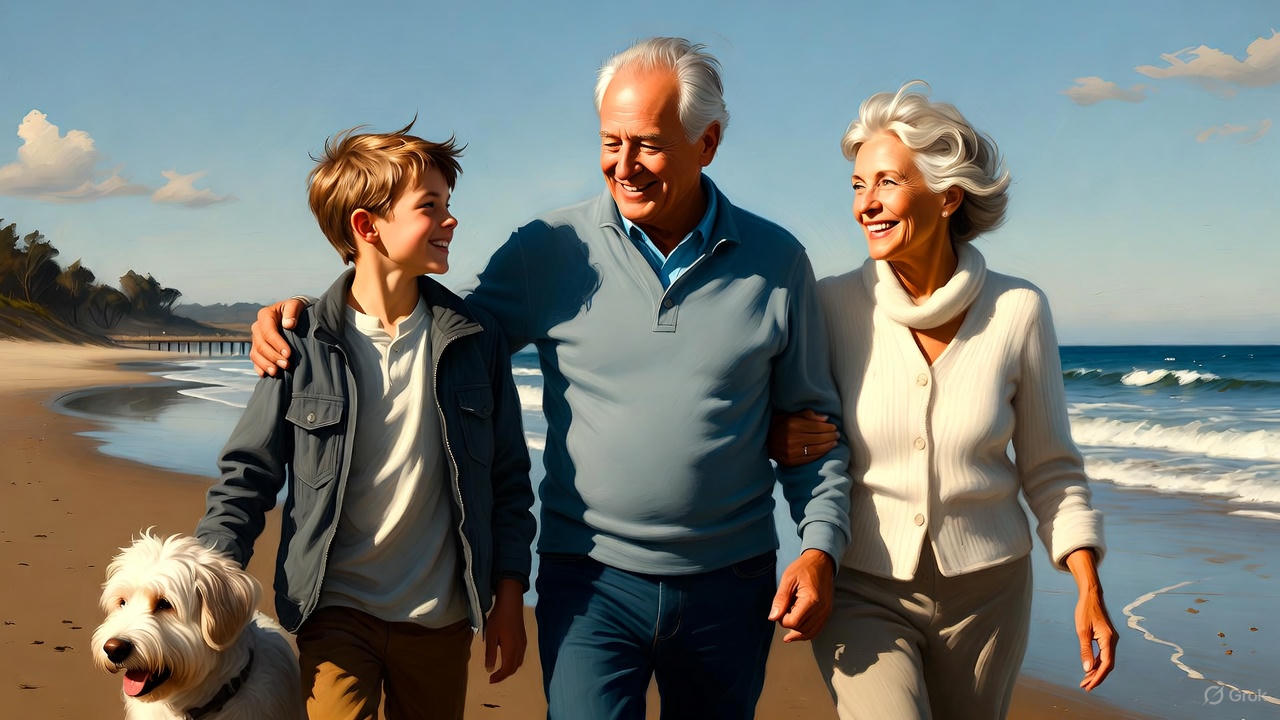 シニア夫婦と孫と愛犬