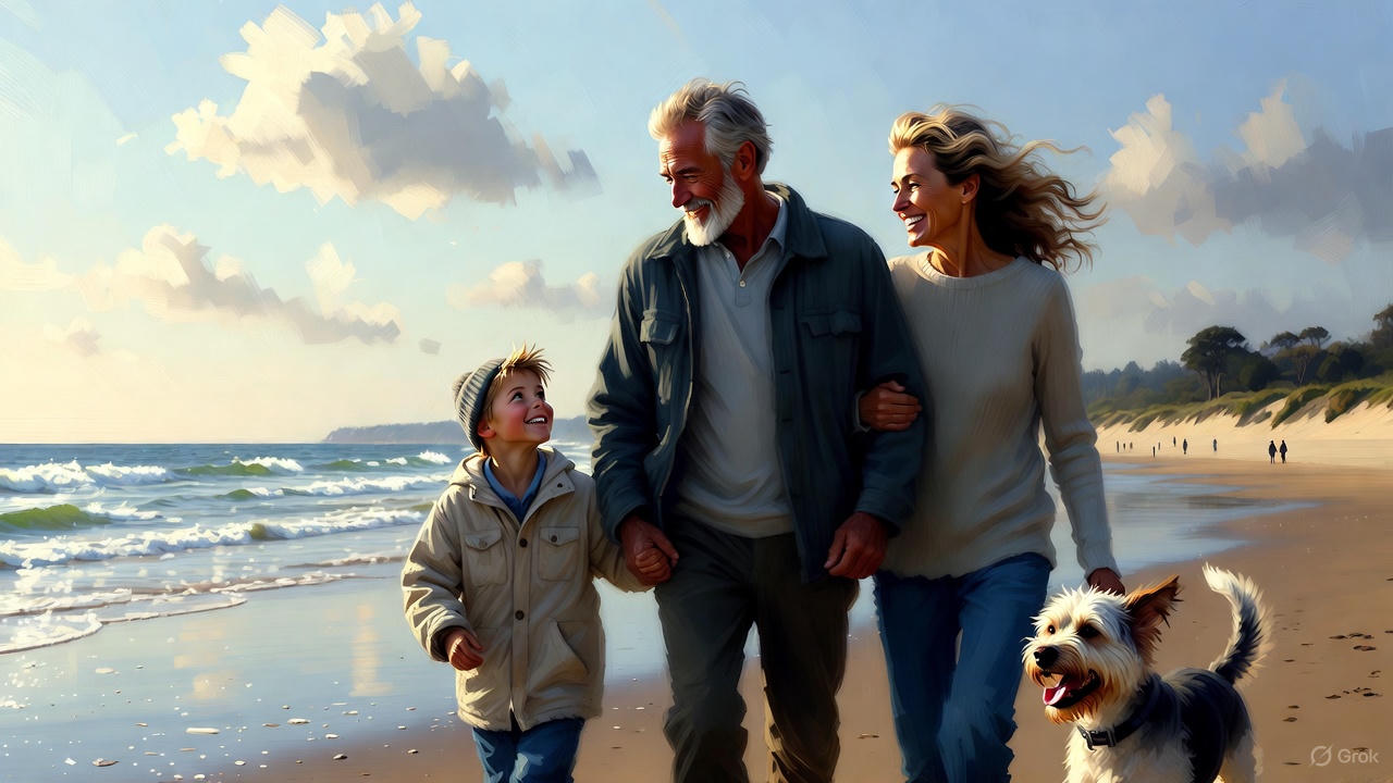 シニア夫婦と孫と愛犬