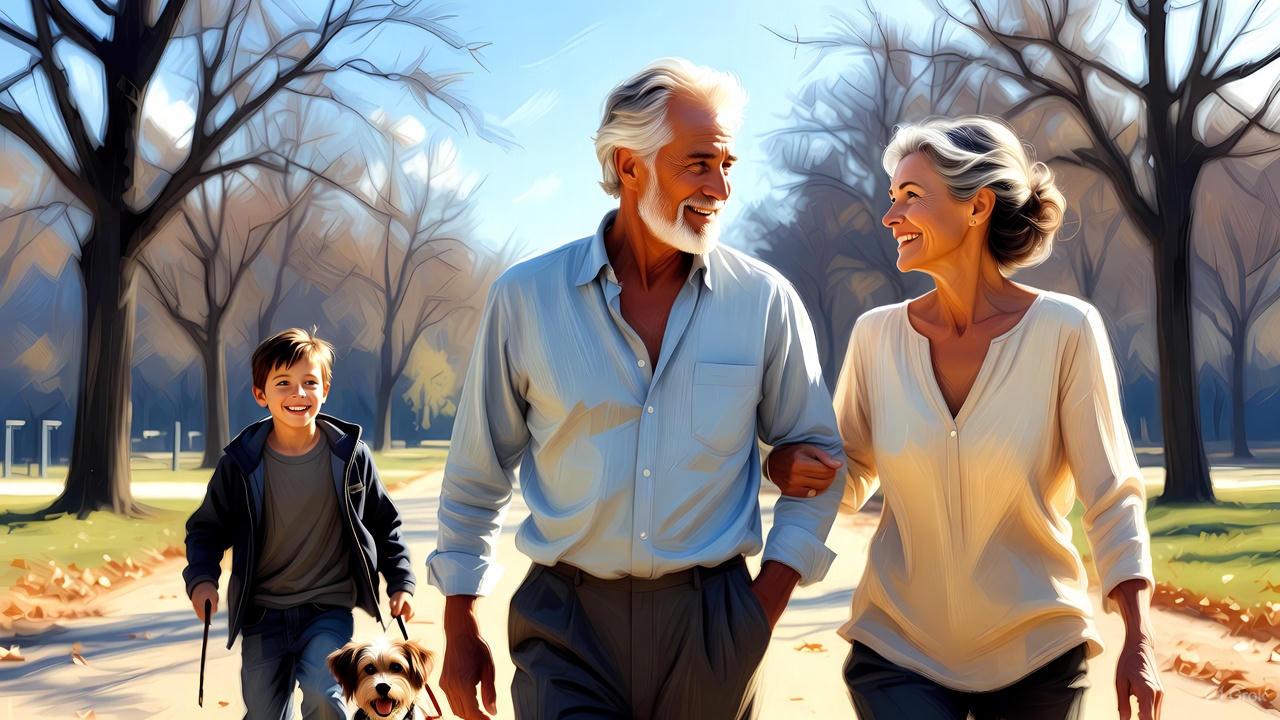 シニア夫婦と孫と愛犬