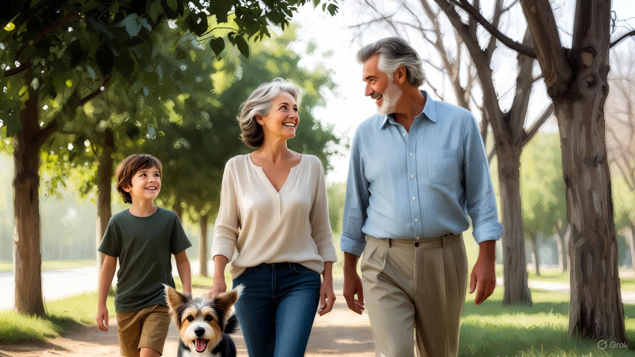 シニア夫婦と孫と愛犬