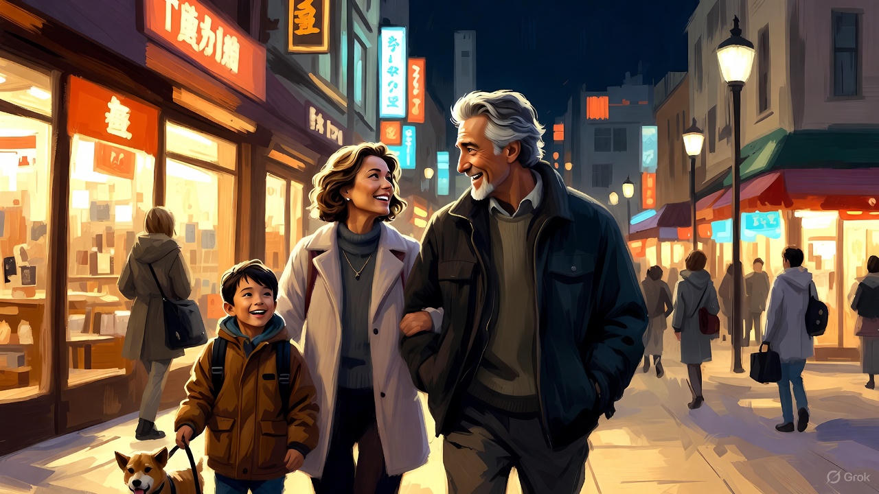 シニア夫婦と孫と愛犬