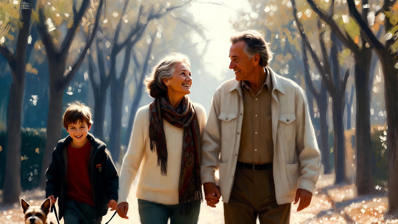 シニア夫婦と孫と愛犬