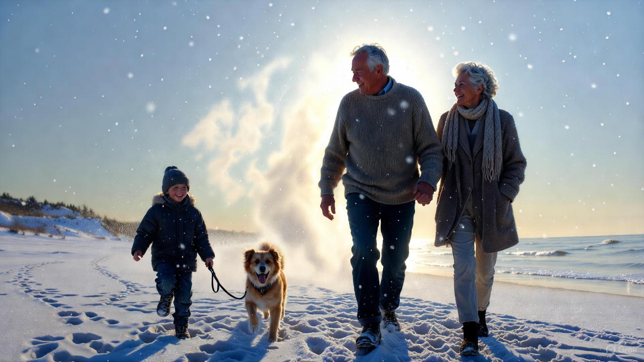 シニア夫婦と孫と愛犬
