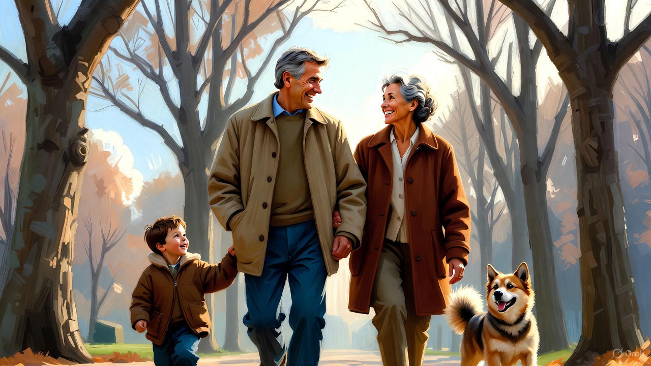 シニア夫婦と孫と愛犬