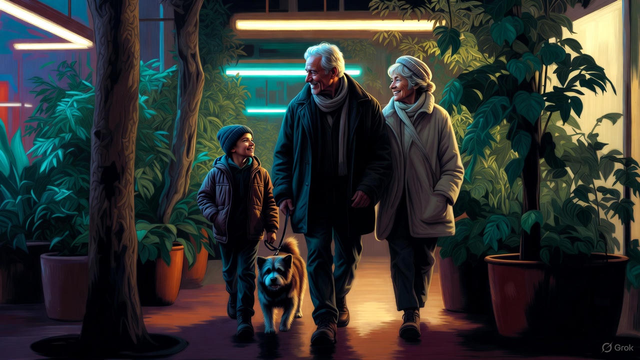 シニア夫婦と孫と愛犬