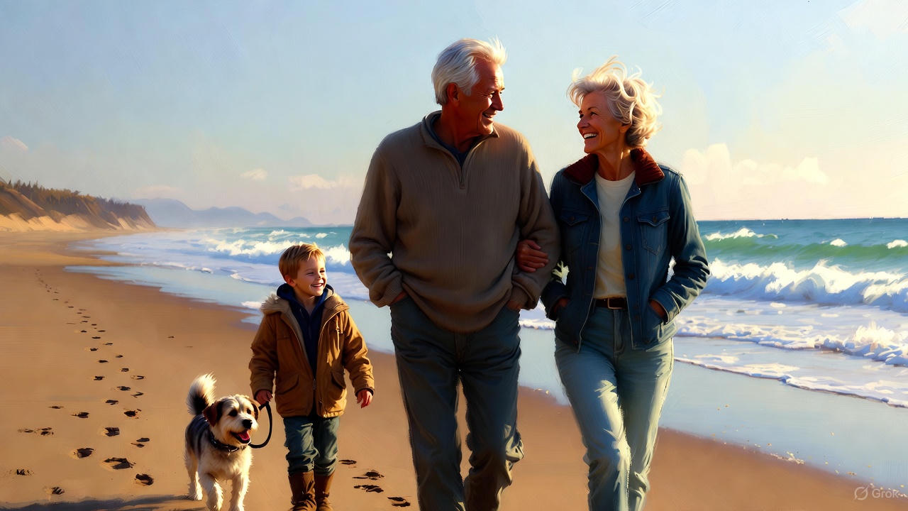 シニア夫婦と孫と愛犬