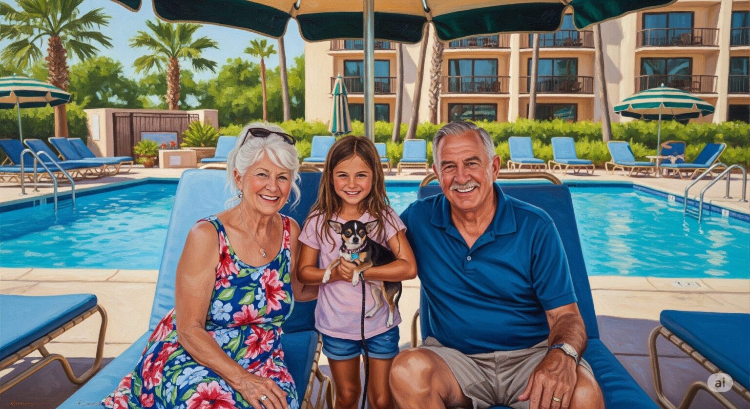 シニア夫婦と愛犬と孫