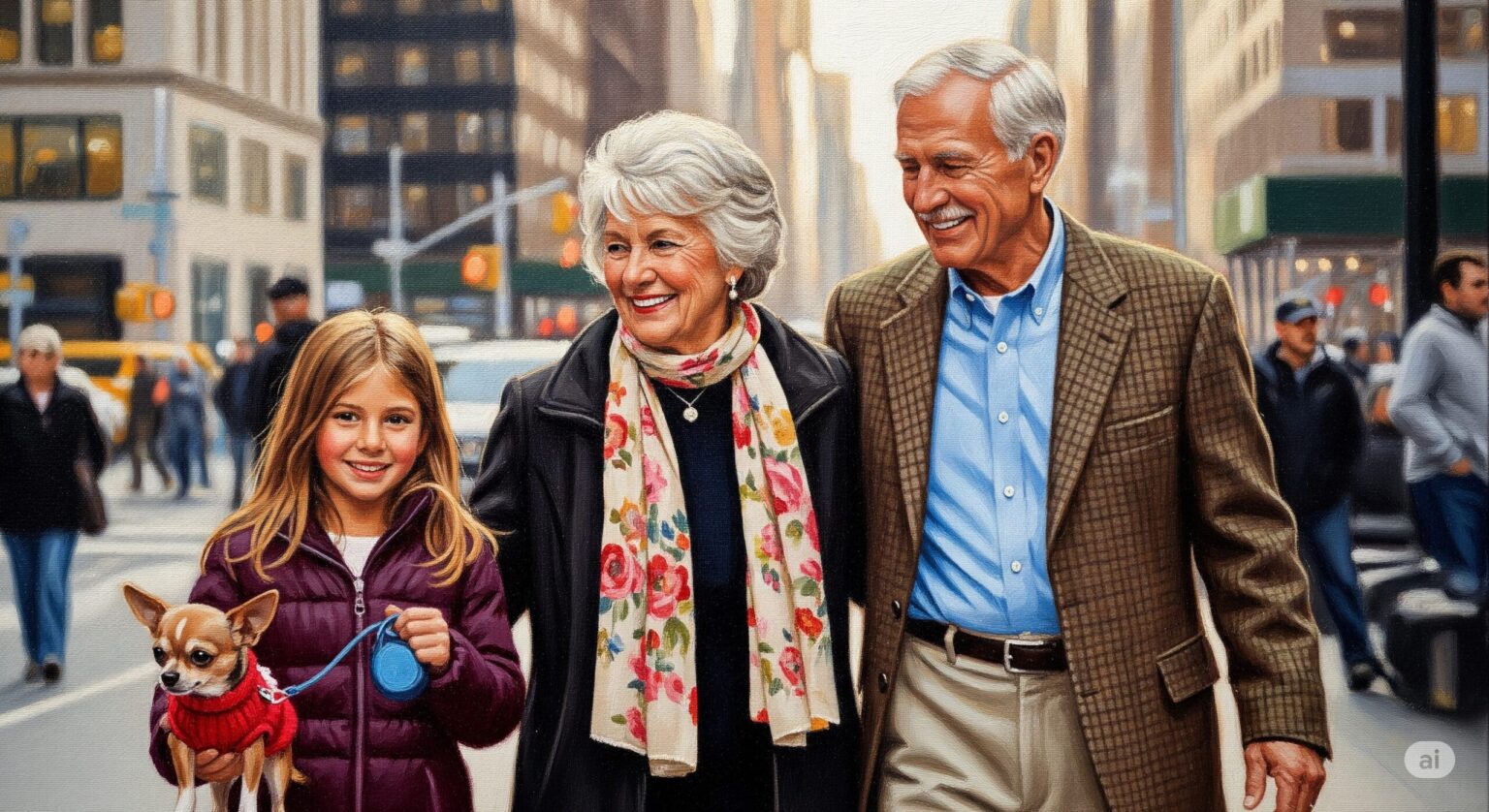 シニア夫婦と愛犬と孫