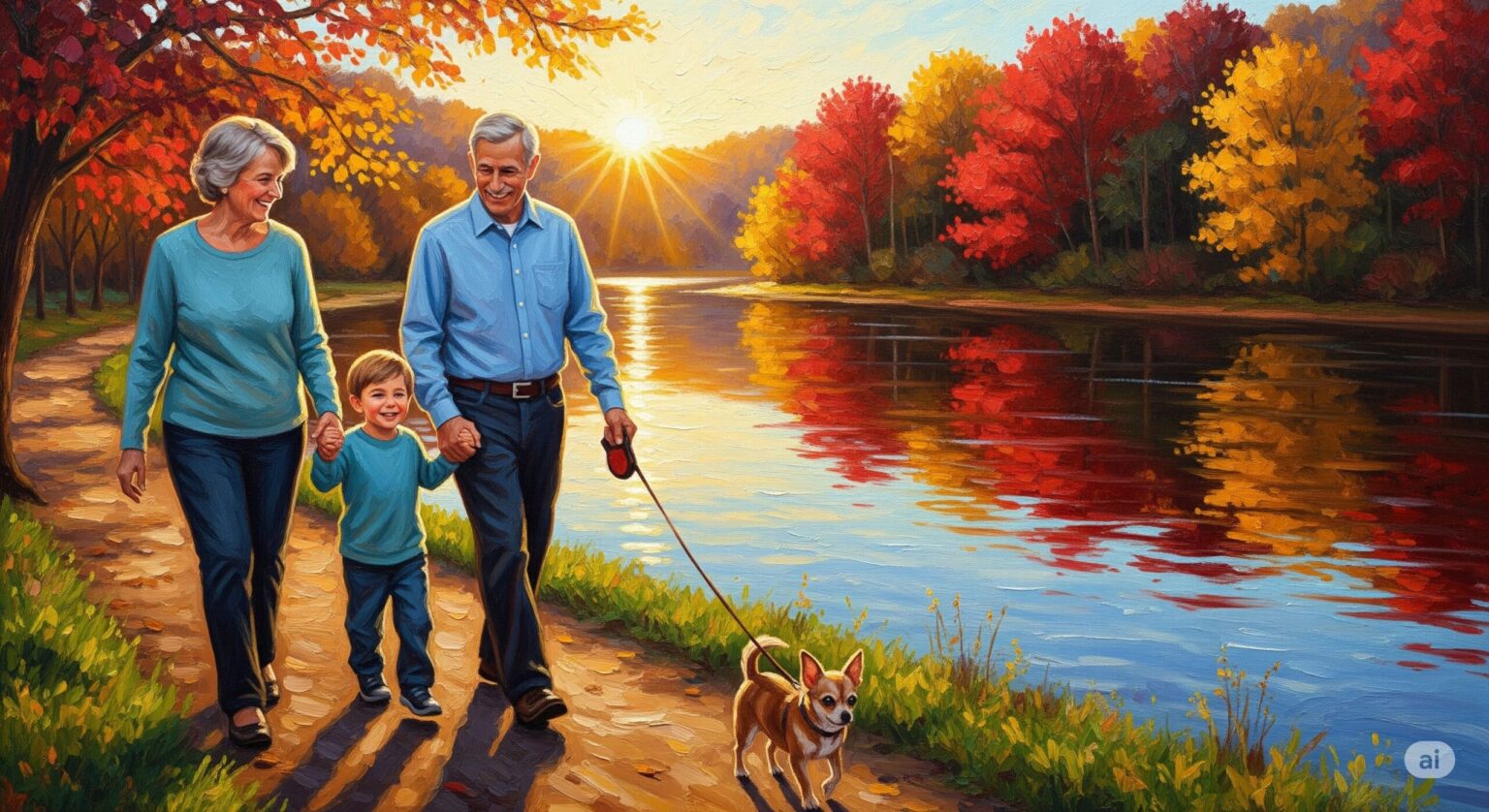 シニア夫婦と愛犬と孫