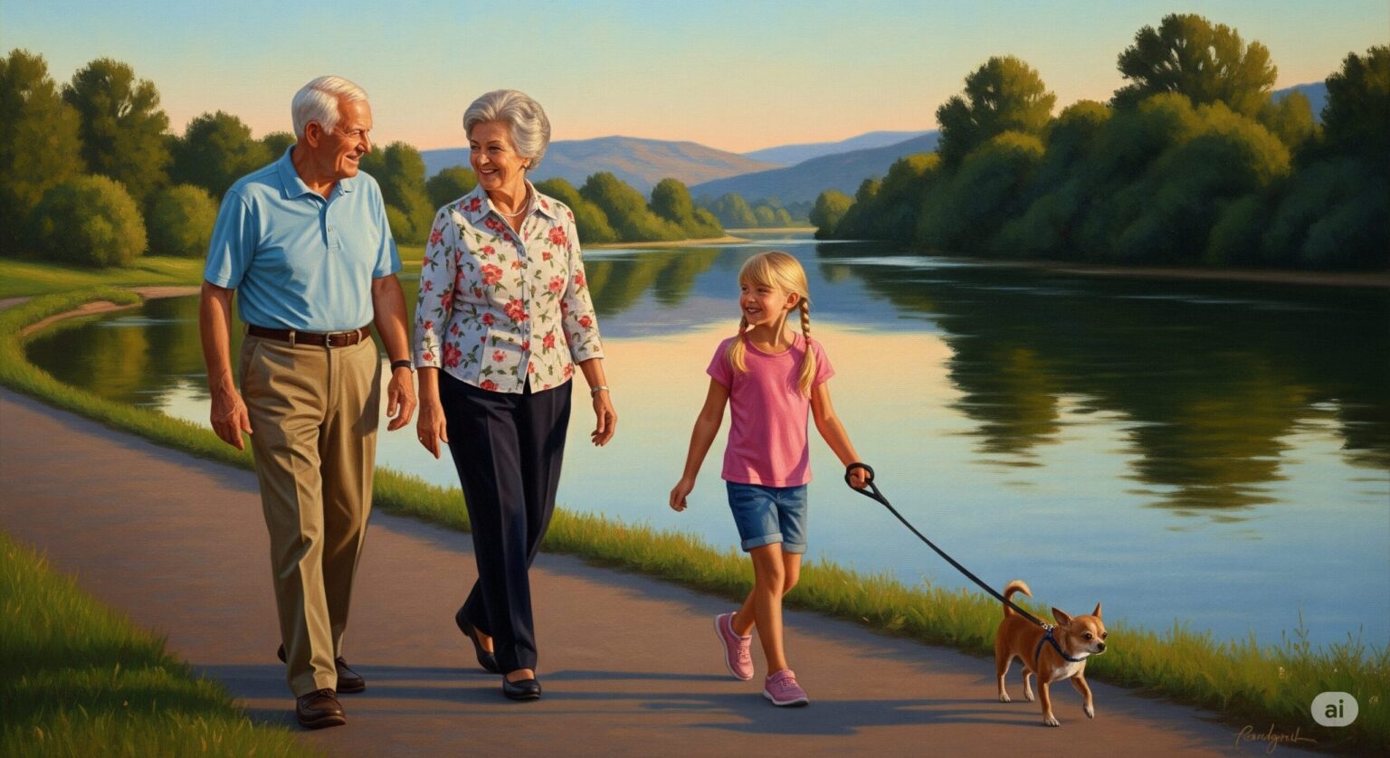 シニア夫婦と孫と愛犬