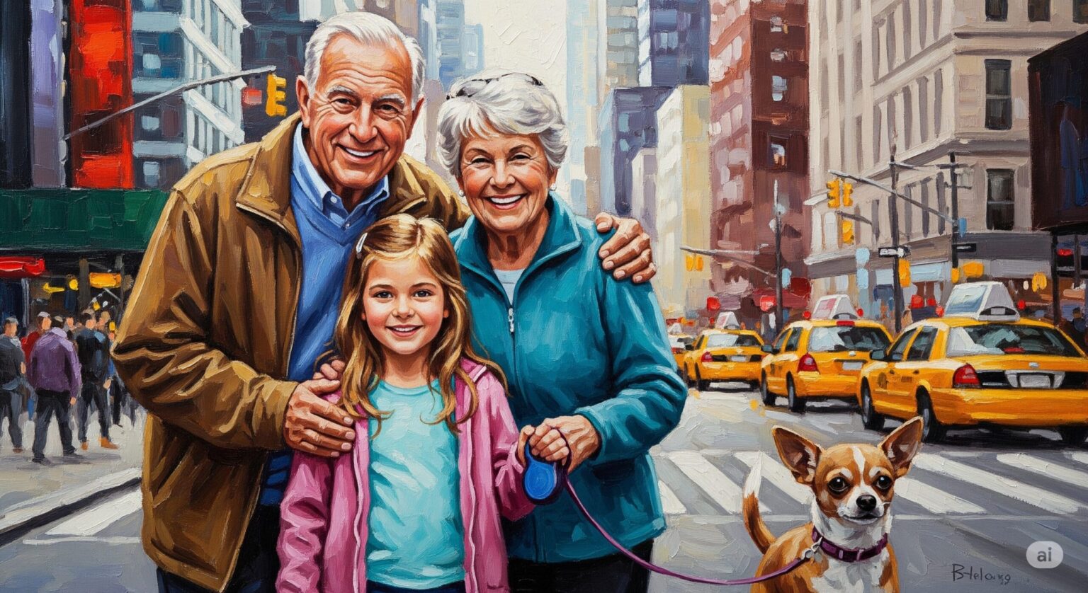 シニア夫婦と孫と愛犬