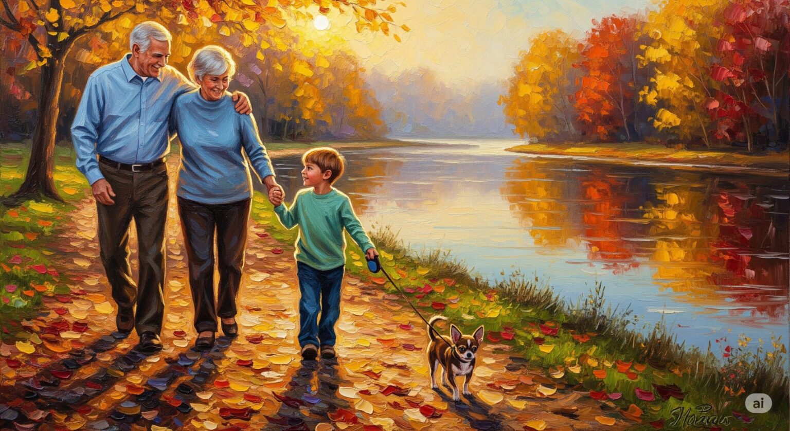 シニア夫婦と孫と愛犬