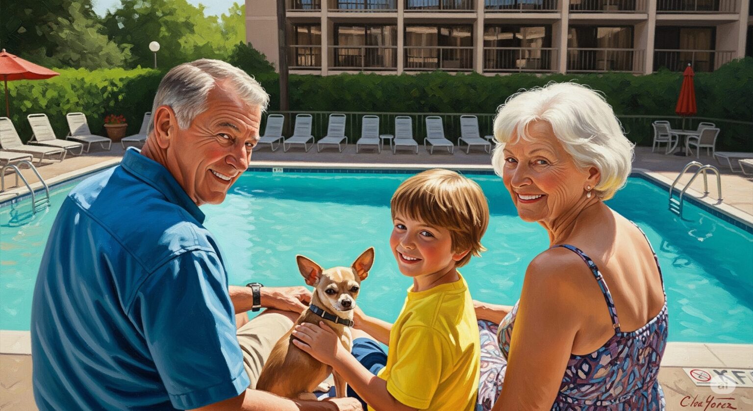 シニア夫婦と孫と愛犬
