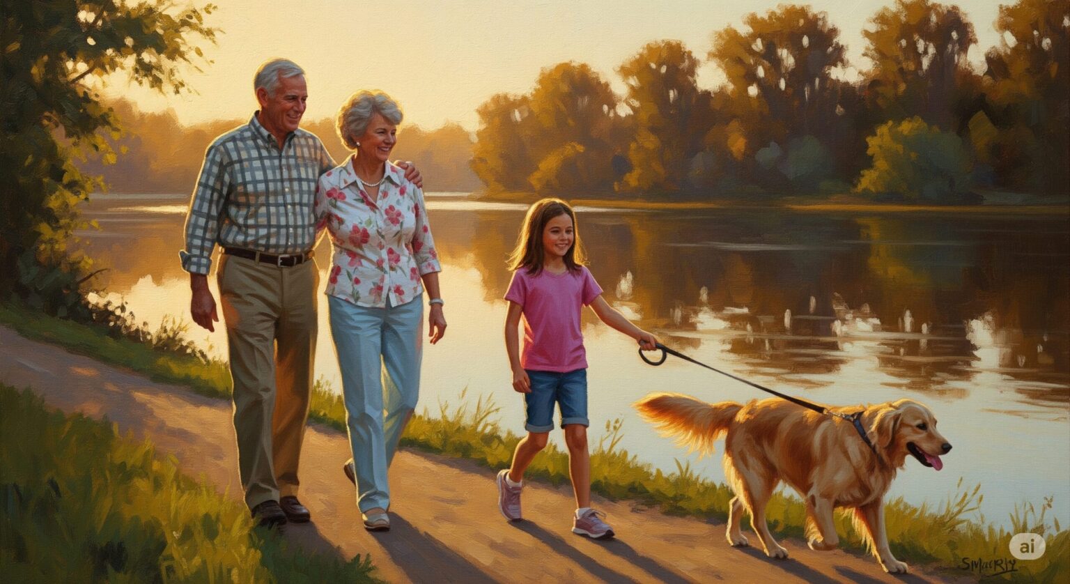 シニア夫婦と孫と愛犬