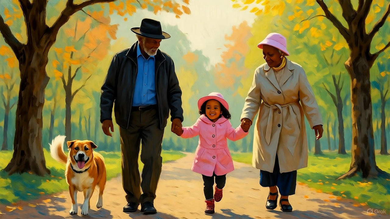 黒人夫婦と愛犬と娘