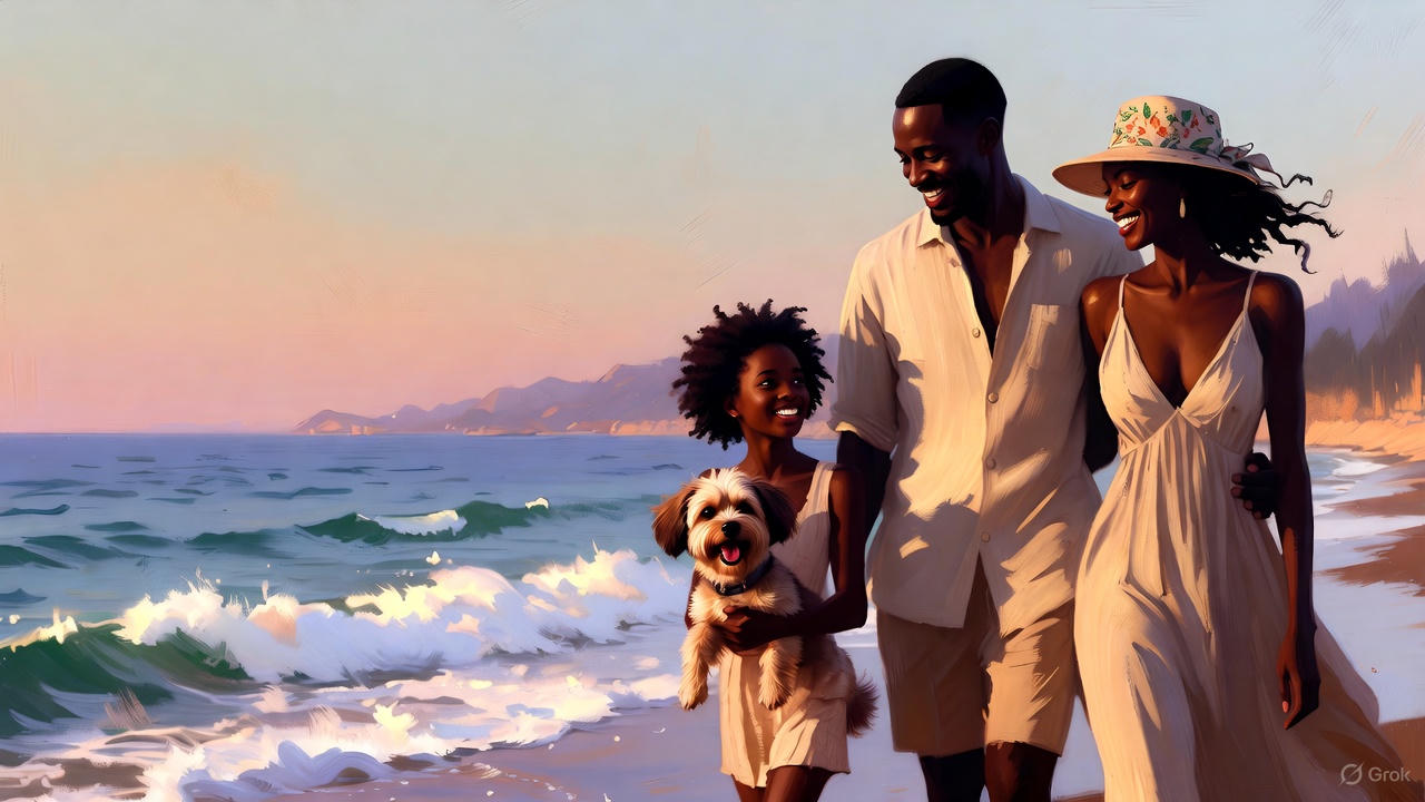 黒人夫婦と愛犬と娘