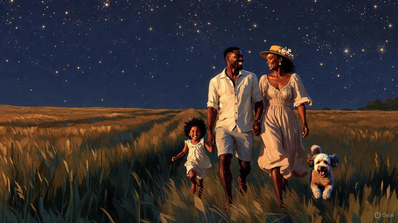 黒人夫婦と愛犬と娘