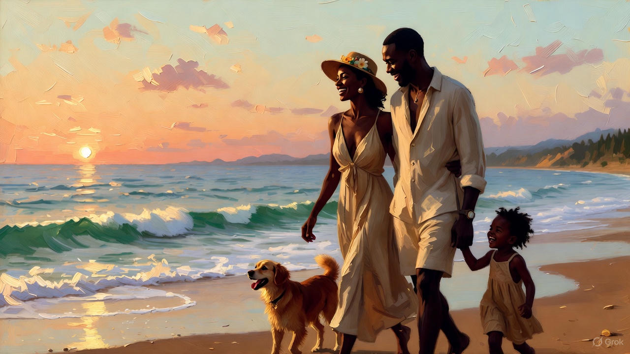 黒人夫婦と愛犬と娘