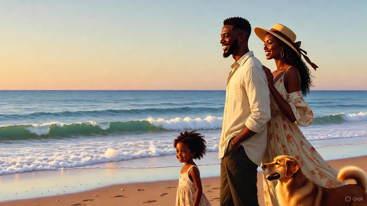 黒人夫婦と愛犬と娘