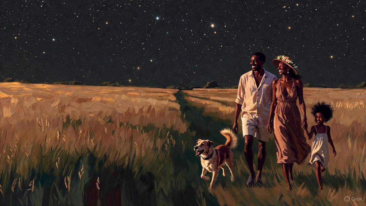 黒人夫婦と愛犬と娘