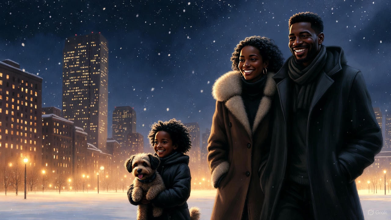 黒人夫婦と愛犬と娘