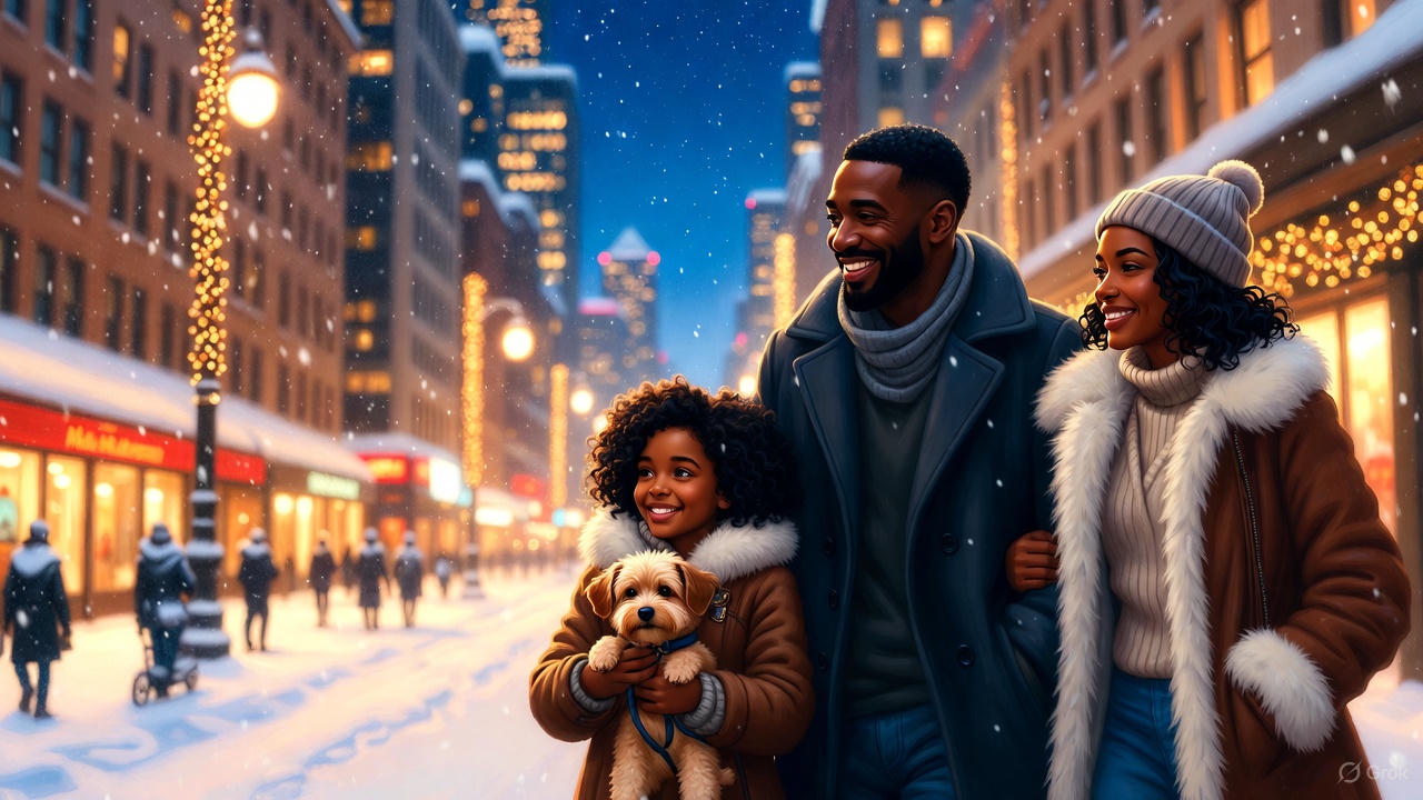 黒人夫婦と愛犬と娘